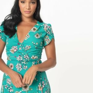 Teal Floral Hide And Go Chic Midi Dress